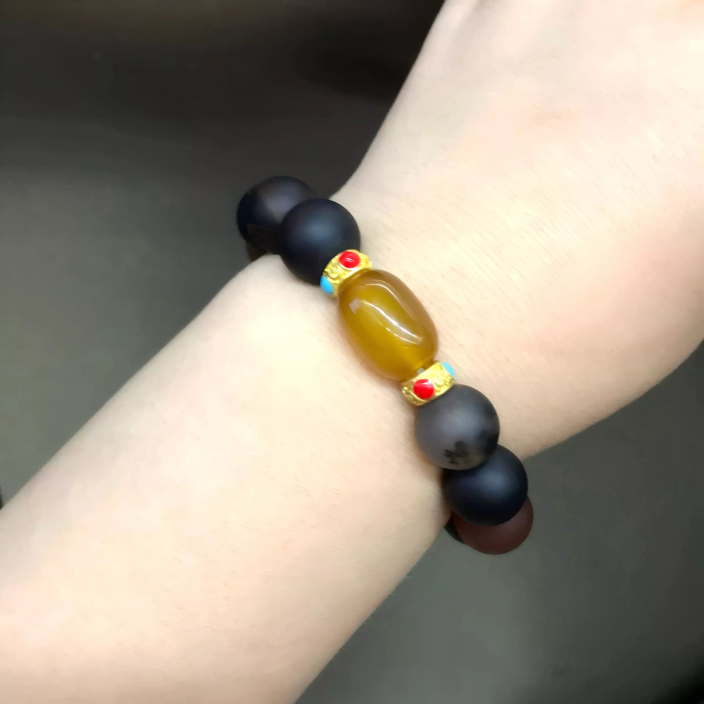 Matte Mystic Eyes of the Desert Bracelet – Healing Power, Aura Cleansing, Fortune Talisman