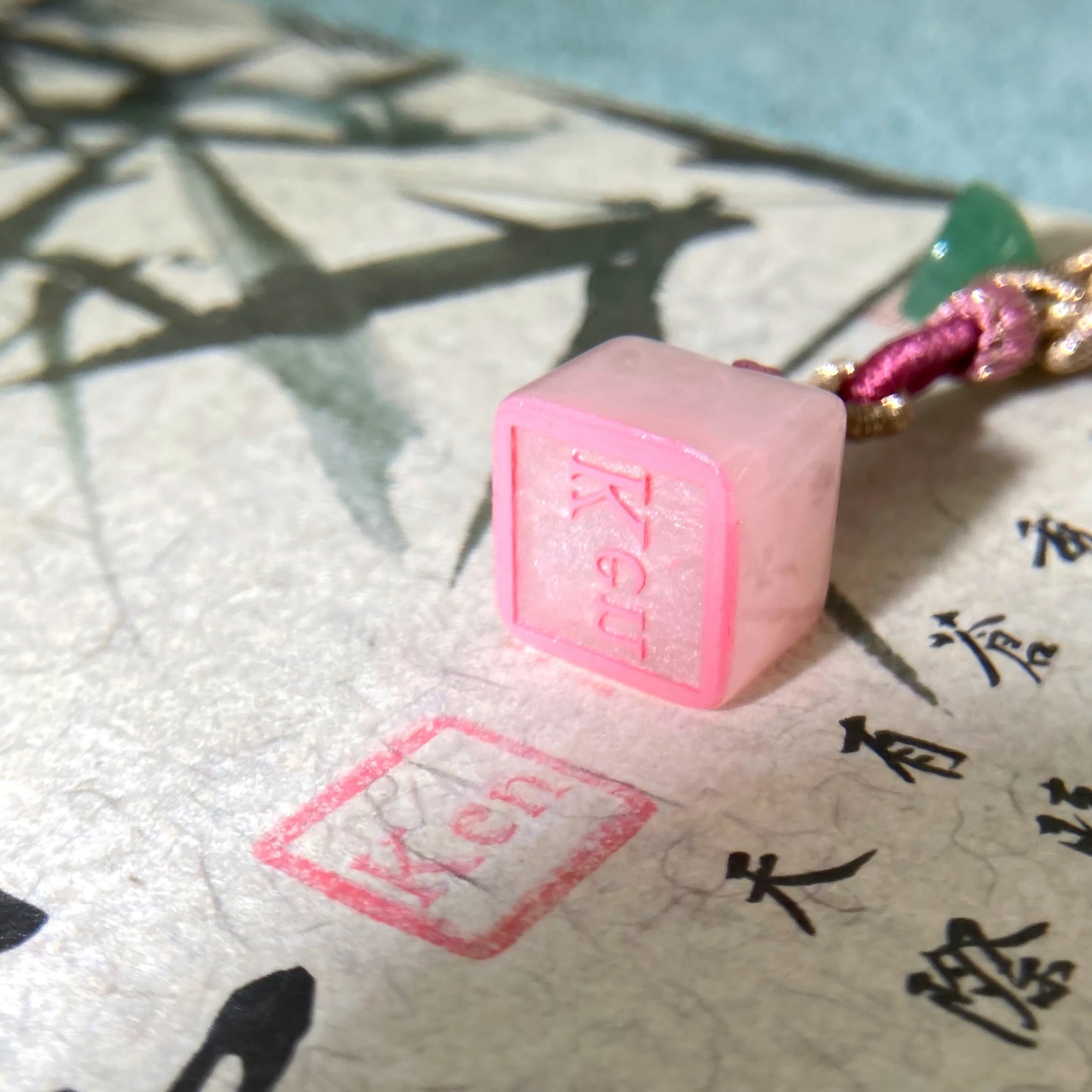 Custom Name Pink Chalcedony Amulet – Relationship Crystal Necklace for Romance, Affection & Emotional Healing”