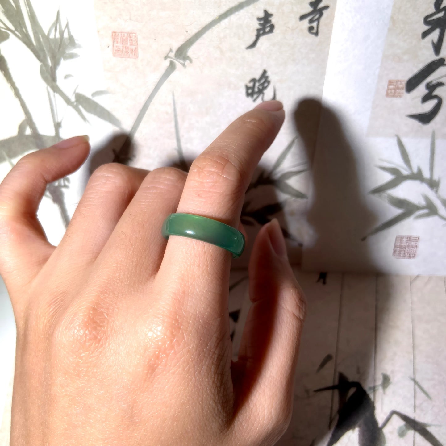 Green Agate Protection Ring – Feng Shui Amulet for Luck, Stability & Strength