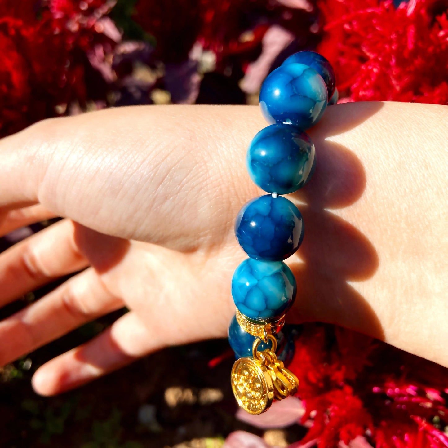 Blue Dragon Scale Agate Bracelet – Tibetan Sacred Stone of Transformation, Protection & Spiritual Harmony