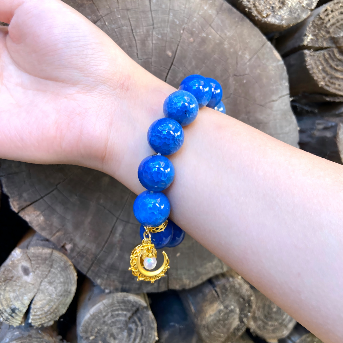 Celestial Blue Dragon Scale Agate Bracelet – Tibetan Sacred Stone for Protection, Balance & Spiritual Awakening