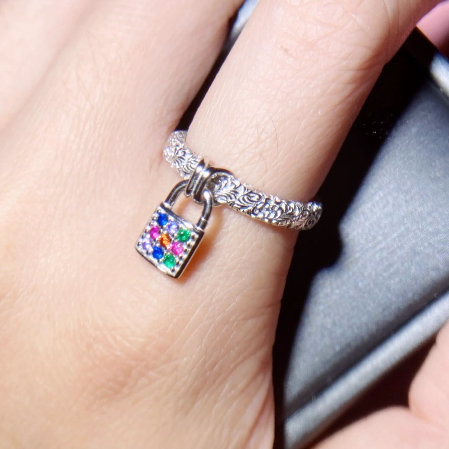 S925 Silver Energy Lock Ring – Handcrafted Tibetan Filigree Padlock Amulet for Protection, Prosperity & Spiritual Bonding