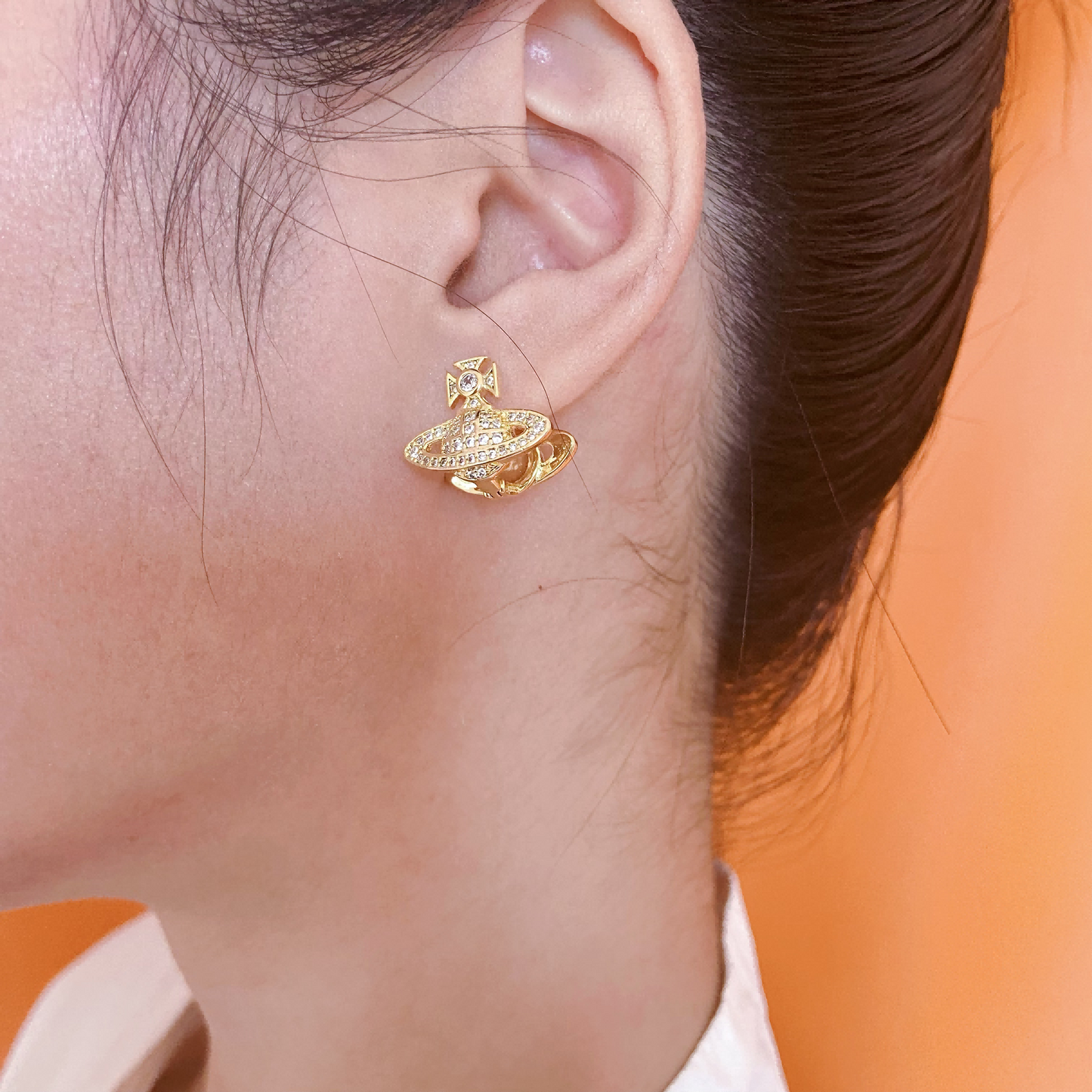 Saturn Orbit Zircon Earrings – Cosmic Energy Jewelry for Manifestation, Balance & Spiritual Protection