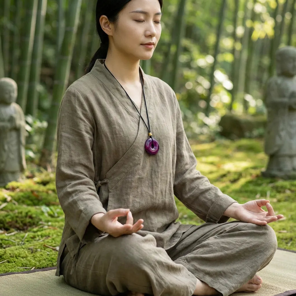 Violet Agate Pendant Necklace - Energy Harmony