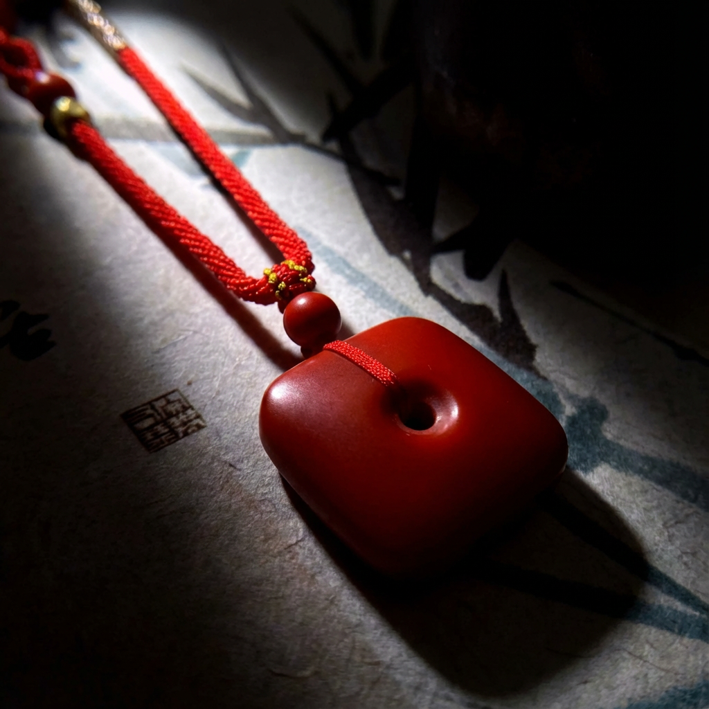 Red Cinnabar Pendant Necklace - Protection