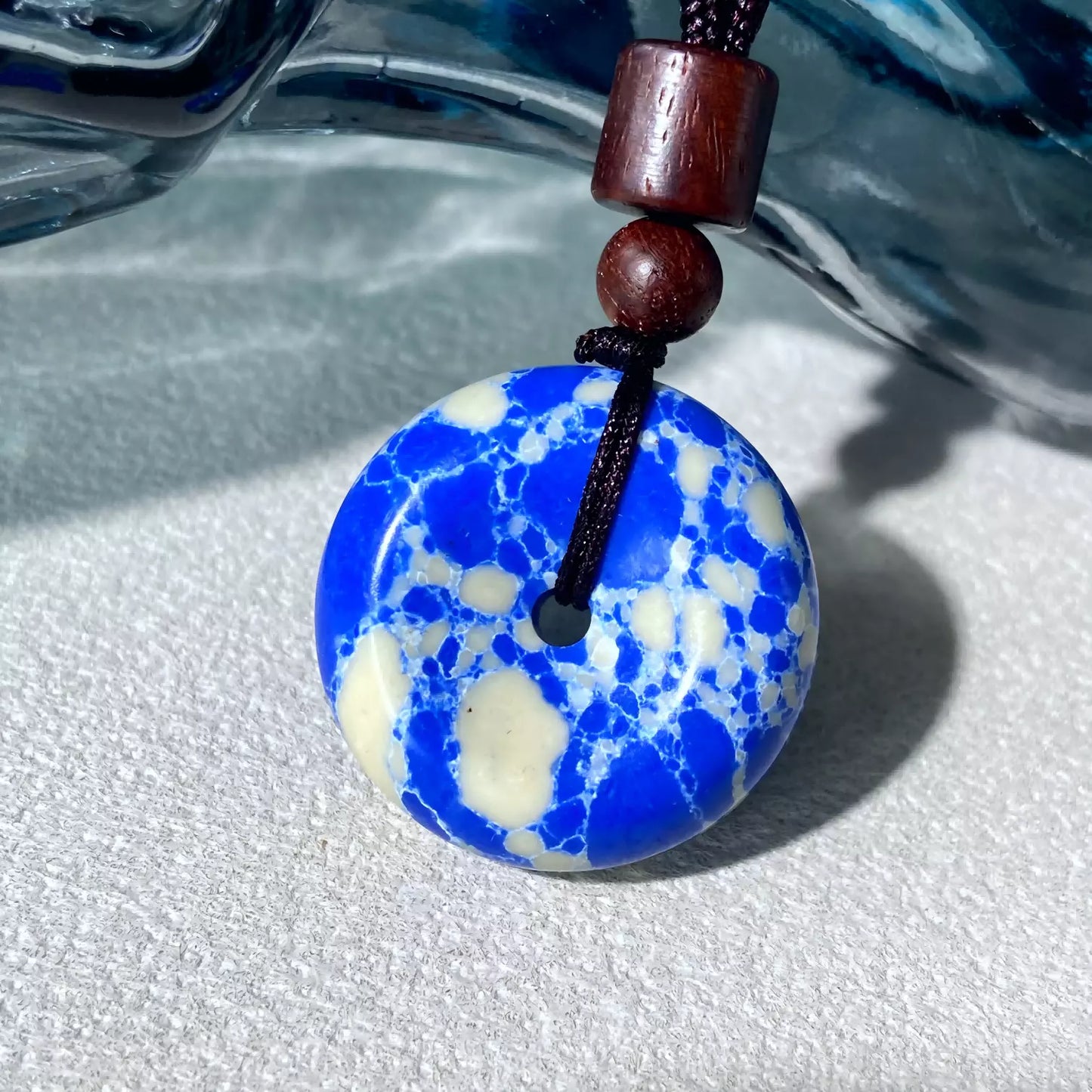 Sodalite Donut Pendant Necklace – Healing Crystal for Inner Peace, Throat Chakra Balance & Spiritual Protection