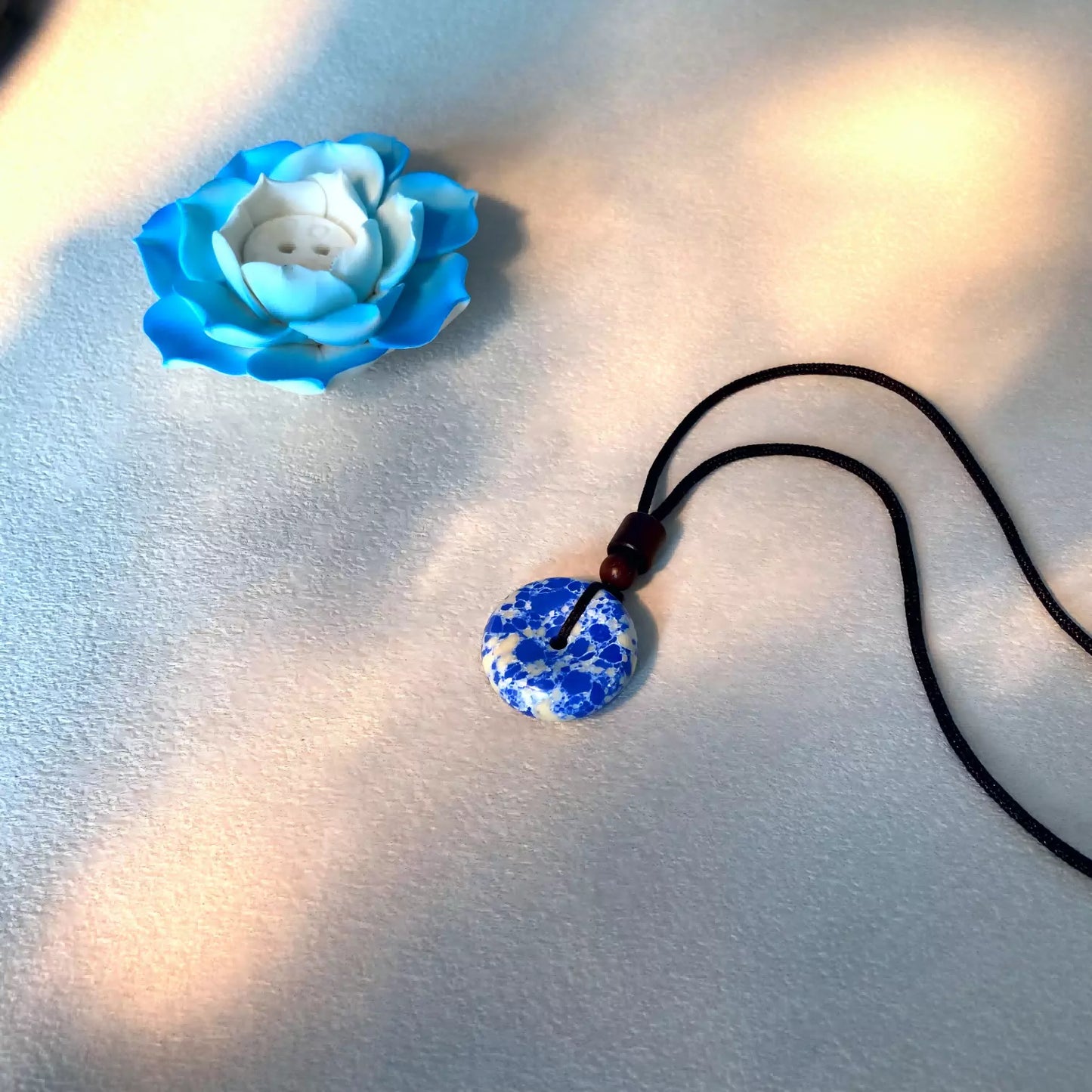 Sodalite Donut Pendant Necklace – Healing Crystal for Inner Peace, Throat Chakra Balance & Spiritual Protection