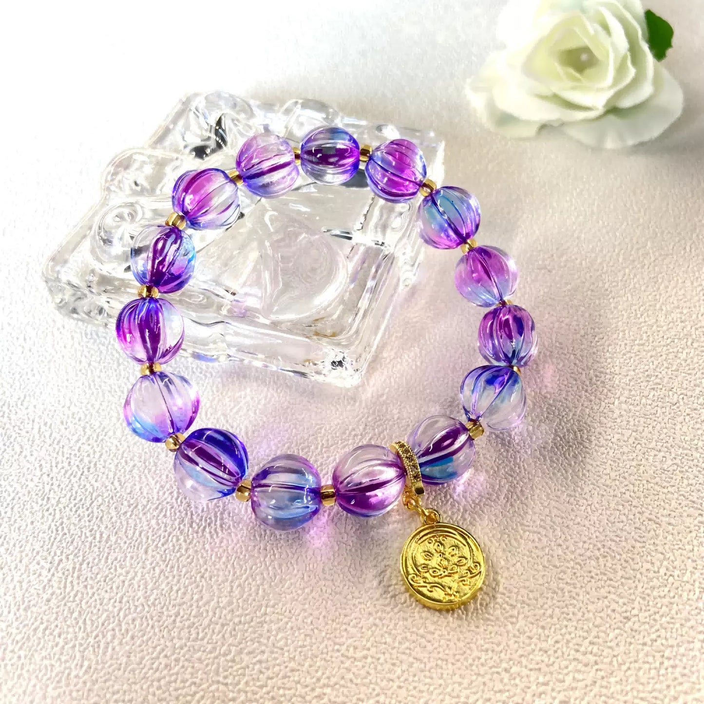 Mystic Oriental Bracelet – Temple Fire Consecrated Pumpkin Beads for Meditation & Protection