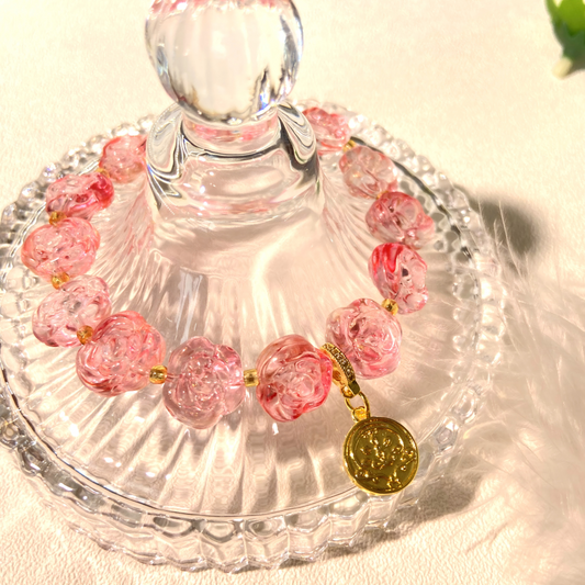 Pink Blossom of Yamdrok · Topaz Sacred Lake Bracelet – Love Energy & Spiritual Renewal