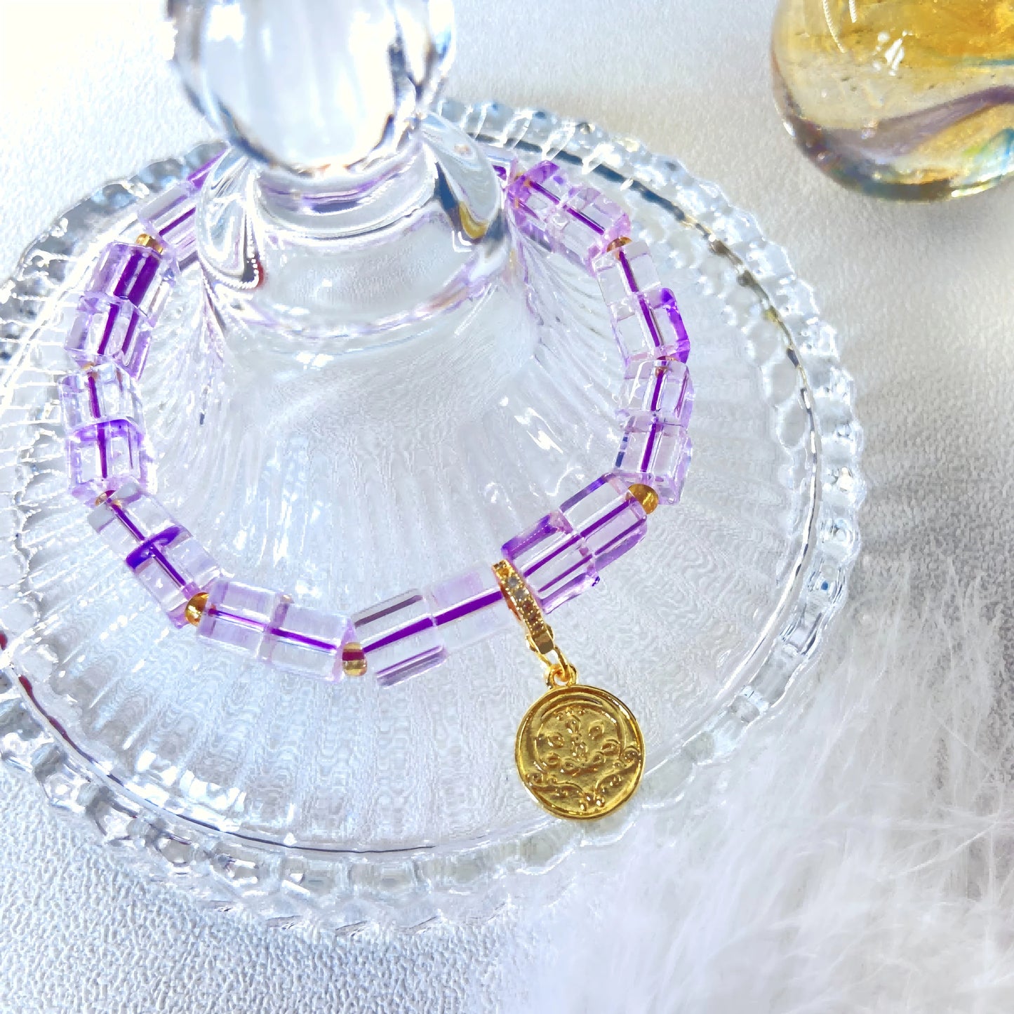 Heart of Yamdrok · Mystic Cube · Purple Liuli Energy Bracelet – Wisdom, Balance & Protection