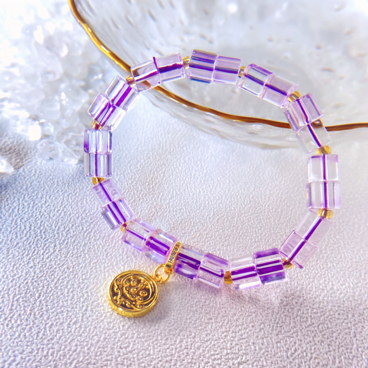 Mystic Cube of Yamdrok · Purple Topaz Energy Bracelet – Wisdom, Balance & Protection