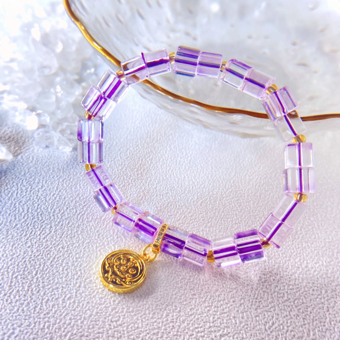 Heart of Yamdrok · Mystic Cube · Purple Liuli Energy Bracelet – Wisdom, Balance & Protection
