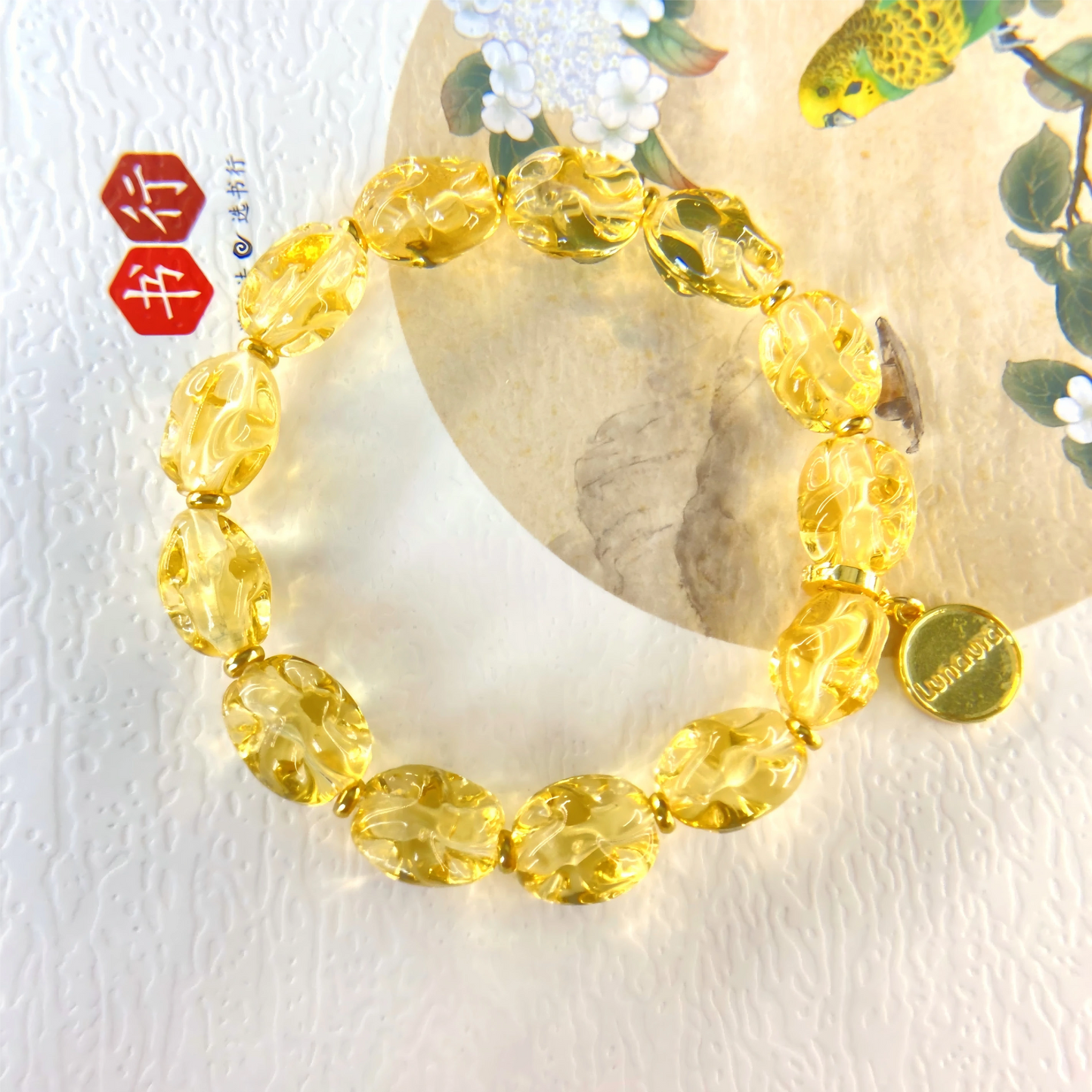 Buddhist Golden Foil Glass Bracelet – Shangqing Xuangguang Sacred Beads