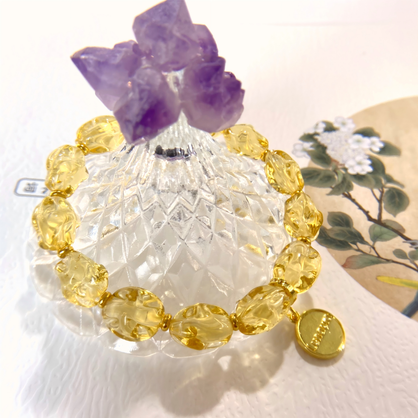 Buddhist Golden Foil Glass Bracelet – Shangqing Xuangguang Sacred Beads