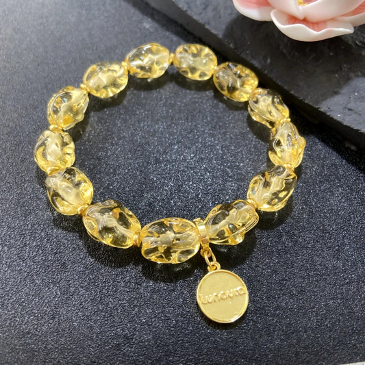 Buddhist Golden Foil Glass Bracelet – Shangqing Xuangguang Sacred Beads