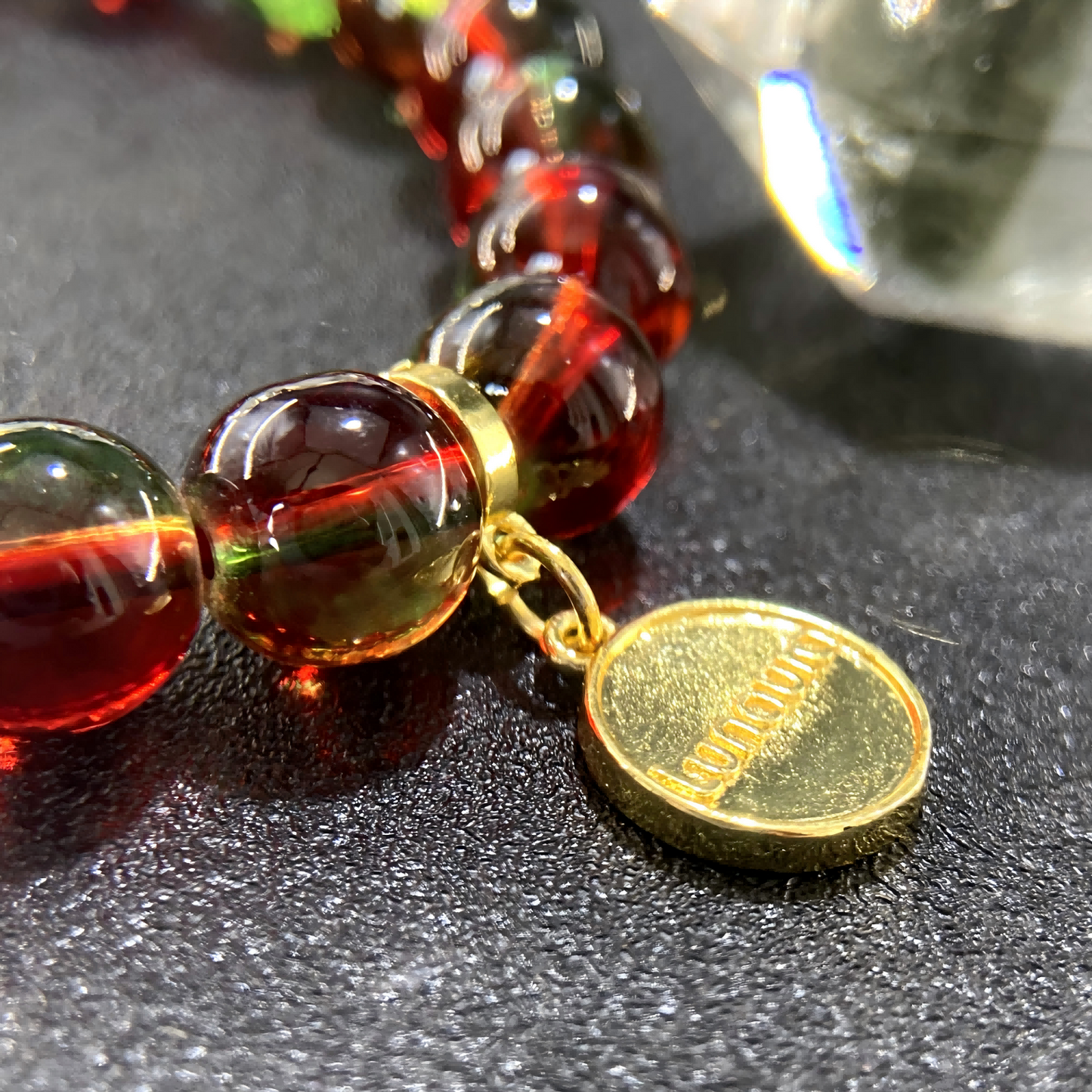 Dual Harmony of Yamdrok · Red & Green Topaz Bracelet – Healing Balance & Sacred Energy