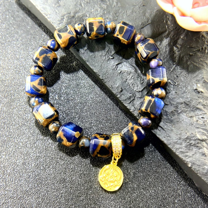 Blue Mani Bead Bracelet – Sacred Talisman