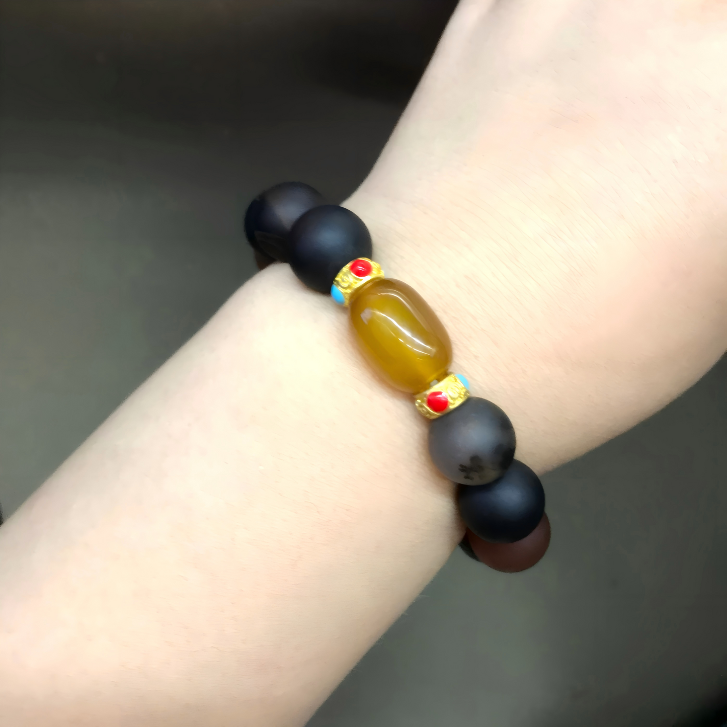 Matte Mystic Eyes of the Desert Bracelet – Healing Power, Aura Cleansing, Fortune Talisman