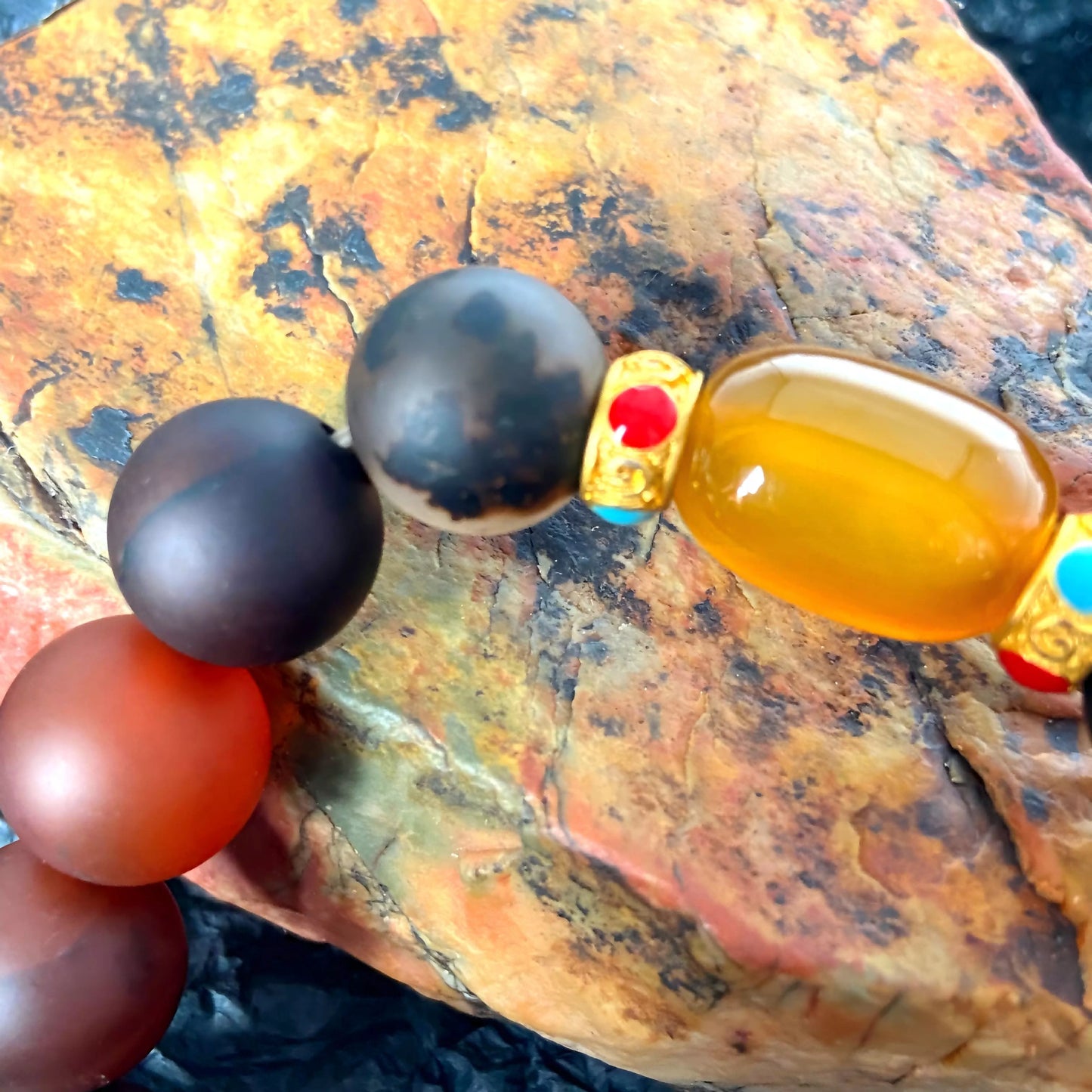 Matte Mystic Eyes of the Desert Bracelet – Healing Power, Aura Cleansing, Fortune Talisman