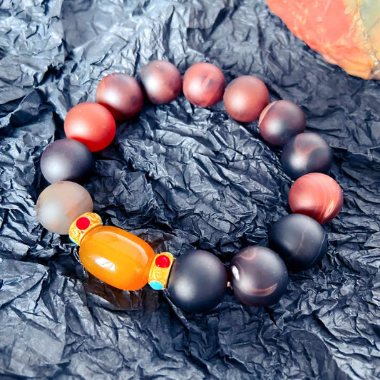 Matte Mystic Eyes of the Desert Bracelet – Healing Power, Aura Cleansing, Fortune Talisman