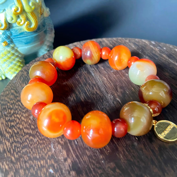 Orange Mu Chen Bead Bracelet - Protetion