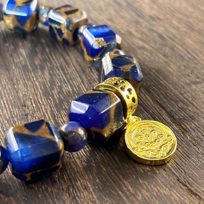 Blue Mani Bead Bracelet – Sacred Talisman