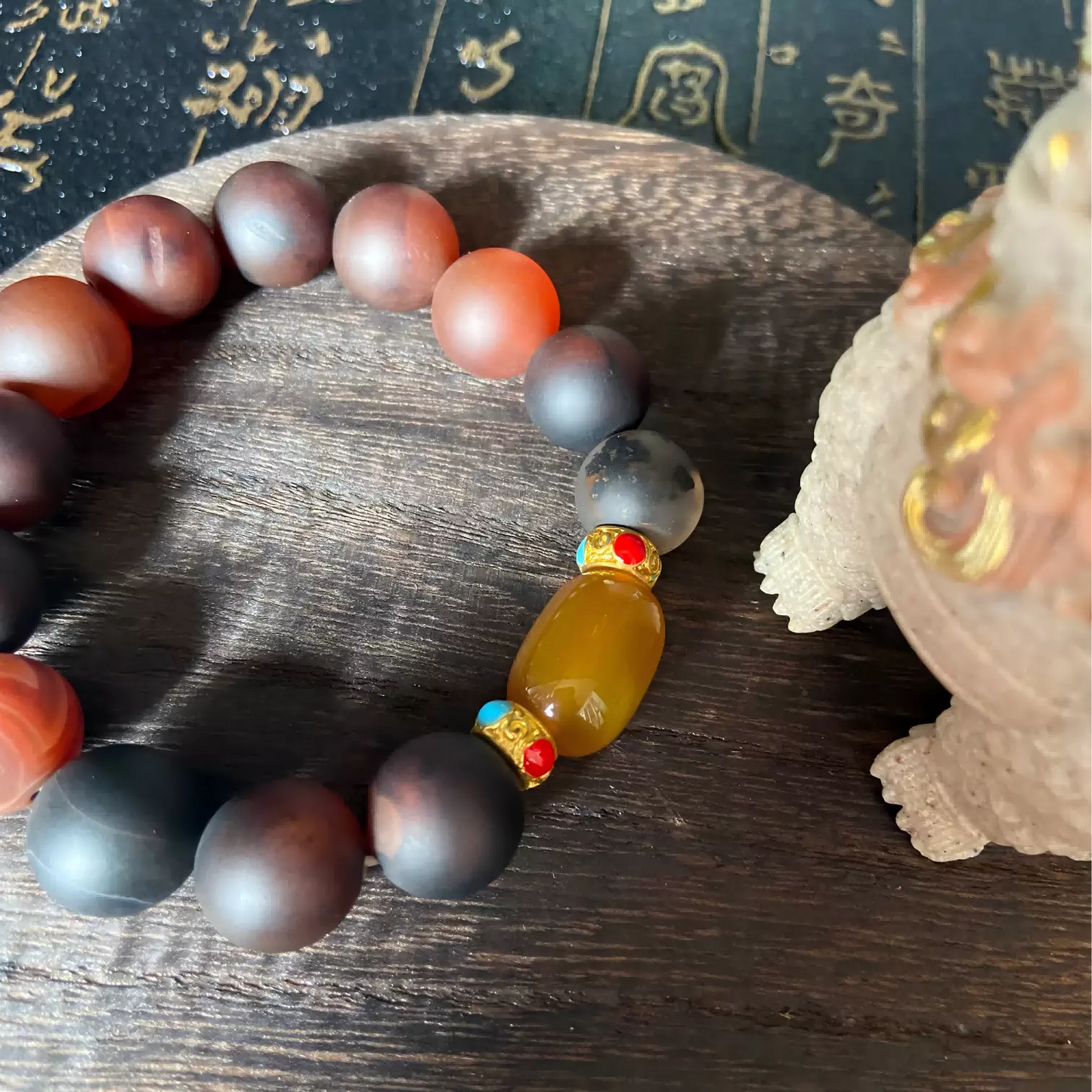 Matte Mystic Eyes of the Desert Bracelet – Healing Power, Aura Cleansing, Fortune Talisman
