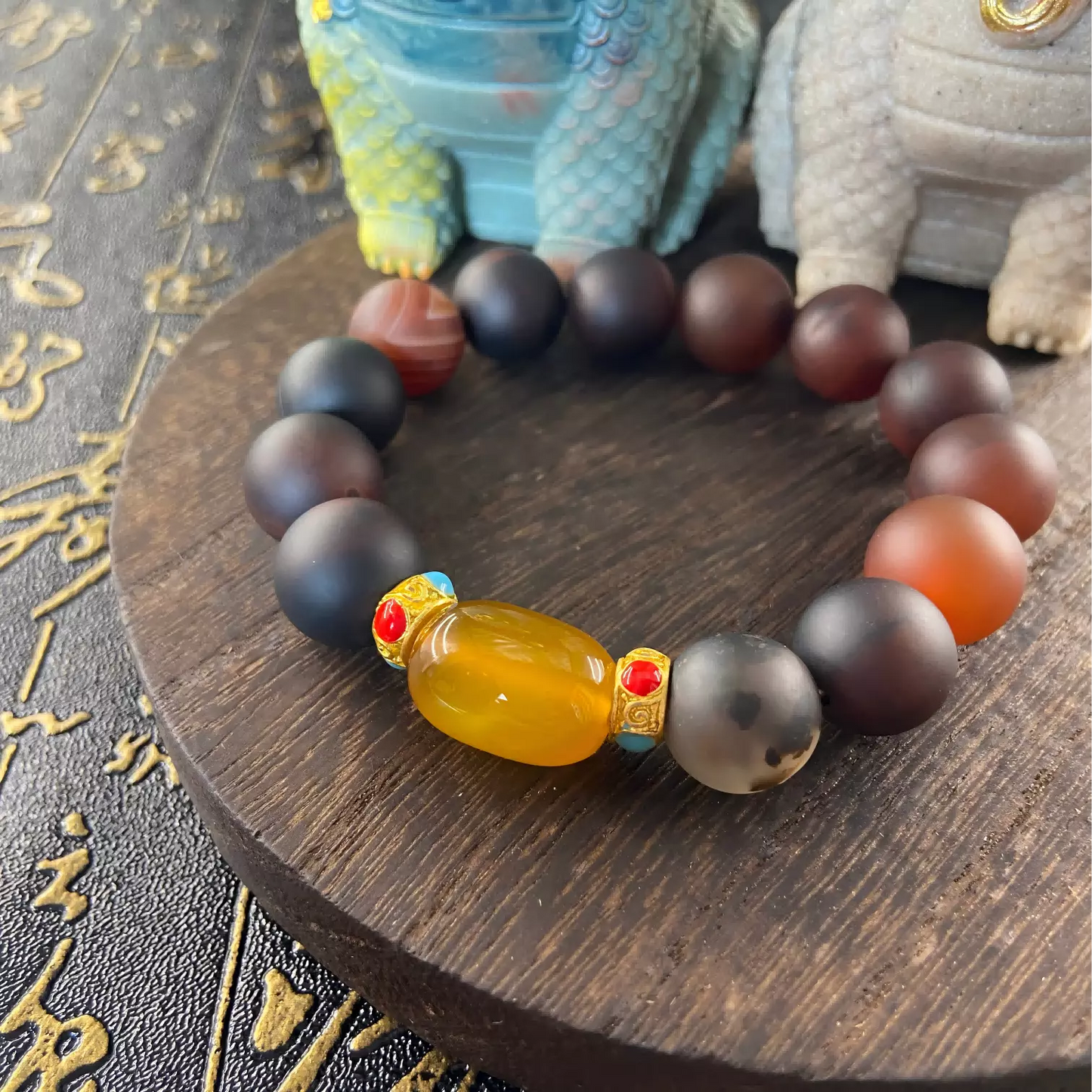 Matte Mystic Eyes of the Desert Bracelet – Healing Power, Aura Cleansing, Fortune Talisman