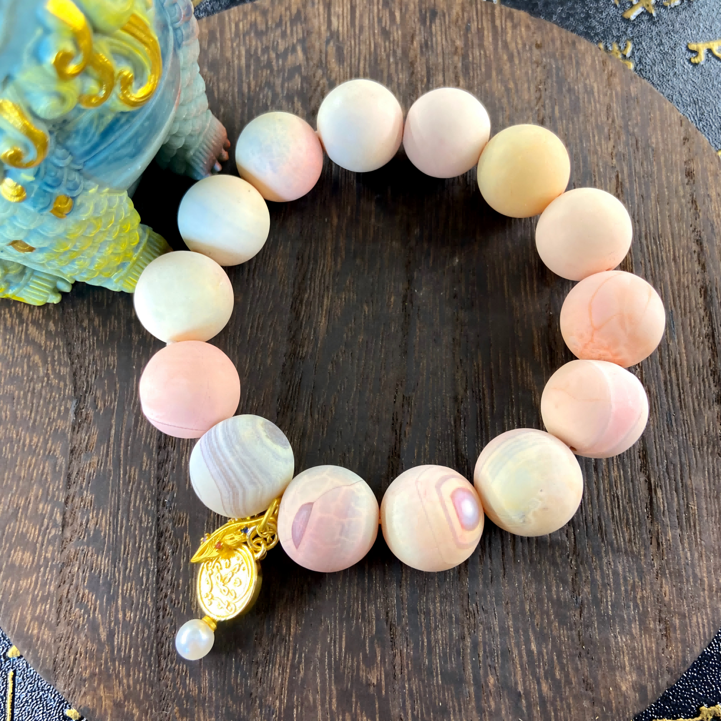 Pink Tara & Medicine Buddha Sacred Bead Bracelet | Symbol of Compassion, Healing & Protection