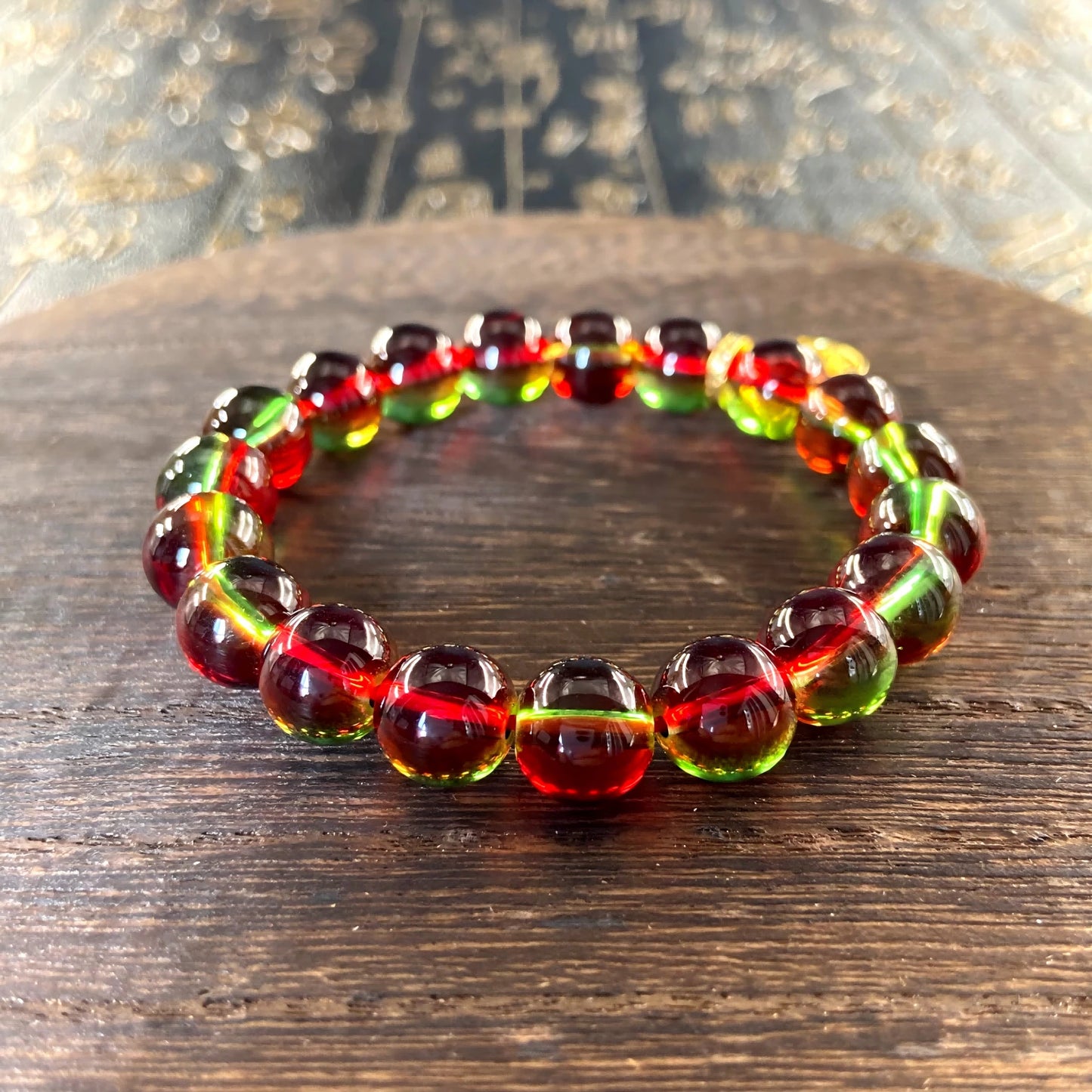 Heart of Yamdrok · Red & Green Liuli Bracelet – Spiritual Cleansing, Healing Energy & Inner Balance