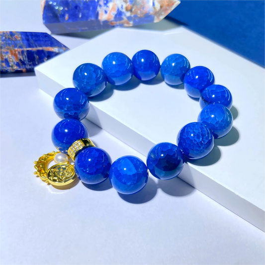 Celestial Blue Dragon Scale Agate Bracelet – Tibetan Sacred Stone for Protection, Balance & Spiritual Awakening