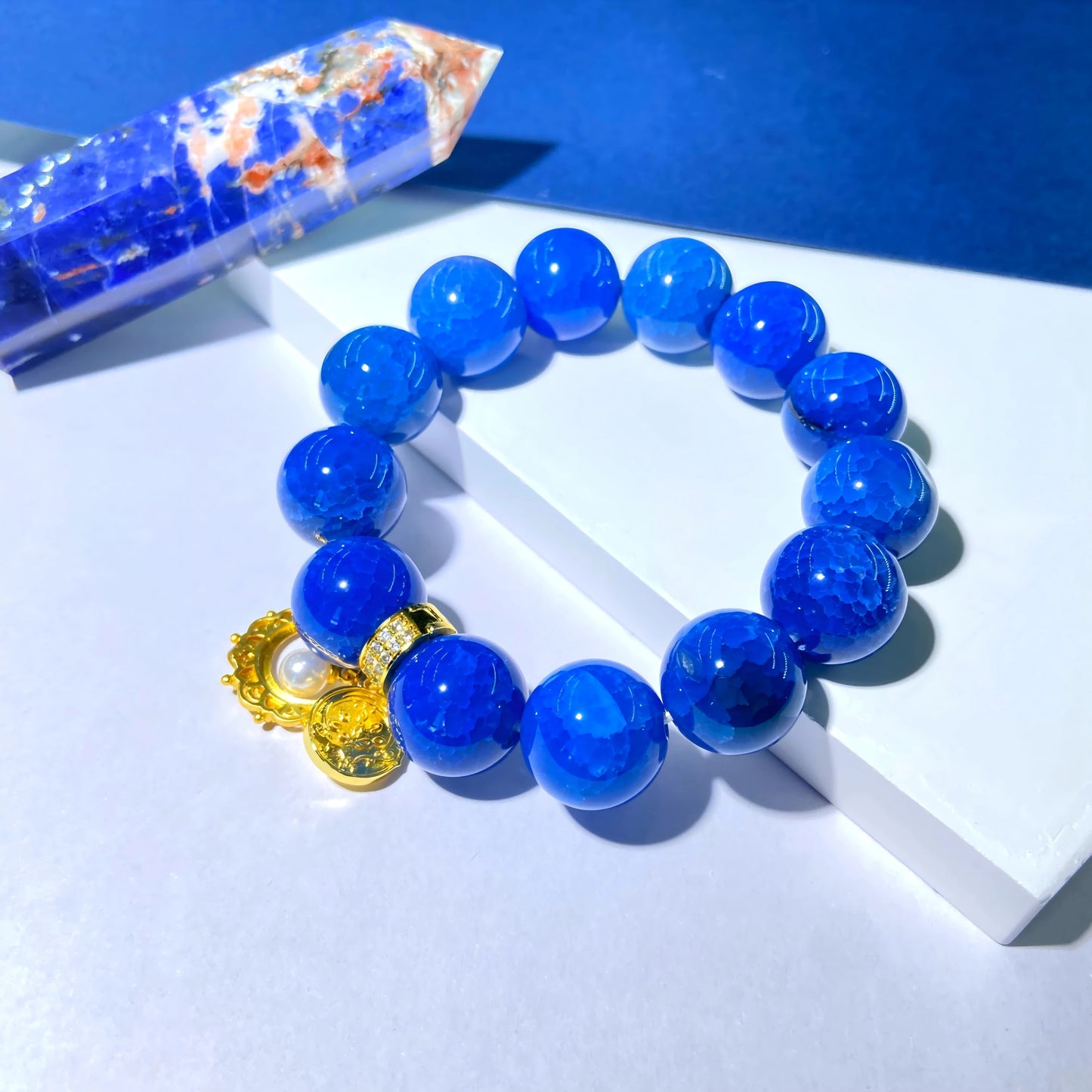 Celestial Blue Dragon Scale Agate Bracelet – Tibetan Sacred Stone for Protection, Balance & Spiritual Awakening