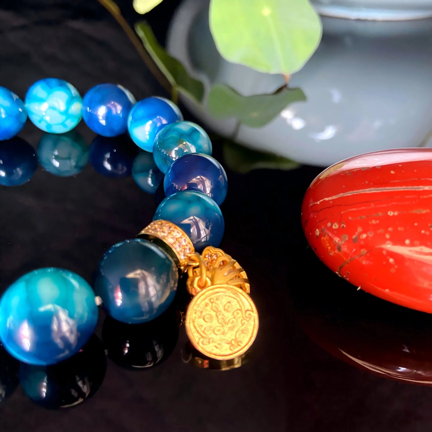 Blue Dragon Scale Agate Bracelet – Tibetan Sacred Stone of Transformation, Protection & Spiritual Harmony