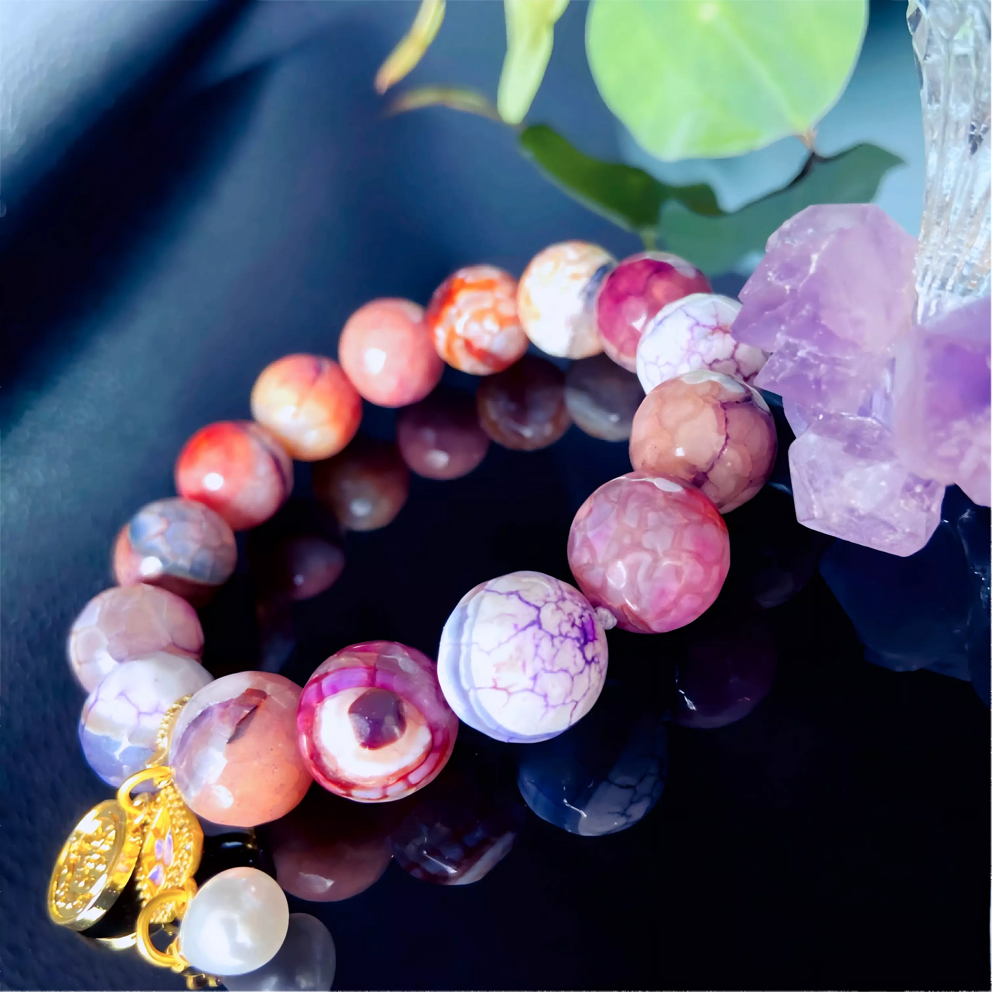 Tibetan Purple Dragon Scale Agate Bracelet – Sacred Gem from Ngari for Protection, Wisdom & Spiritual Energy | Buddhist Healing Crystal Jewelry
