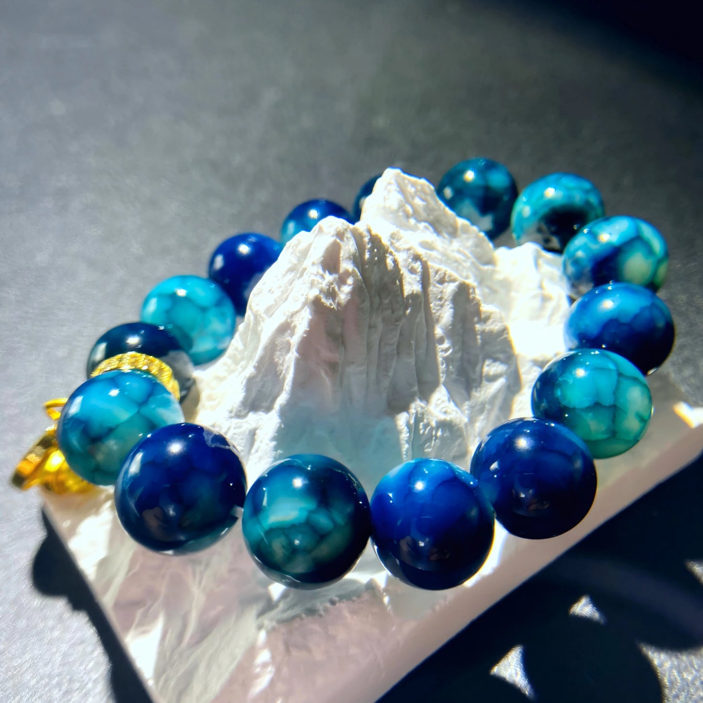 Blue Dragon Scale Agate Bracelet – Tibetan Sacred Stone of Transformation, Protection & Spiritual Harmony
