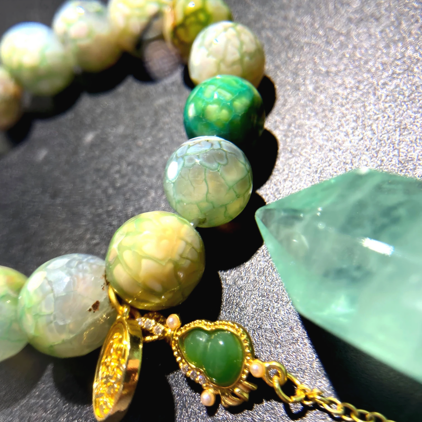 Tibetan Dragon Scale Agate Bracelet – Sacred Green Agate from Ngari, Symbol of Power, Protection & Prosperity | Buddhist Healing Energy Crystal Jewelry