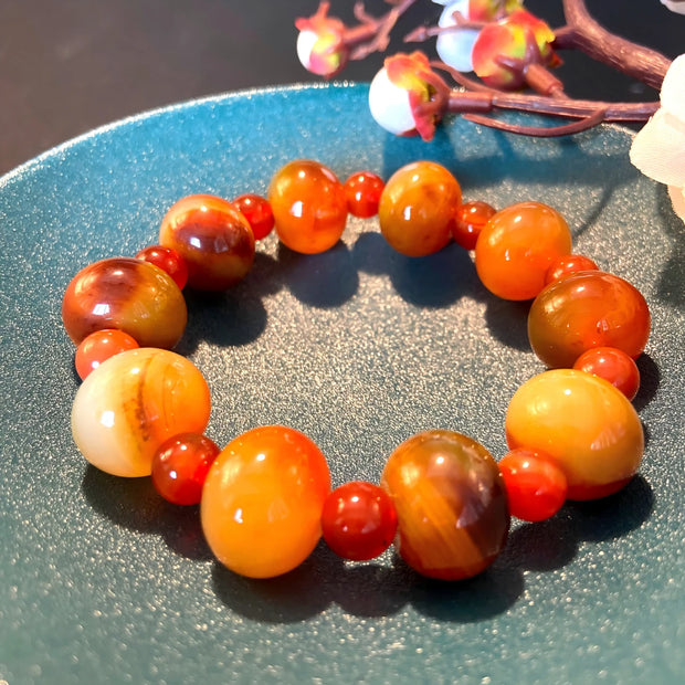 Orange Mu Chen Bead Bracelet - Protetion