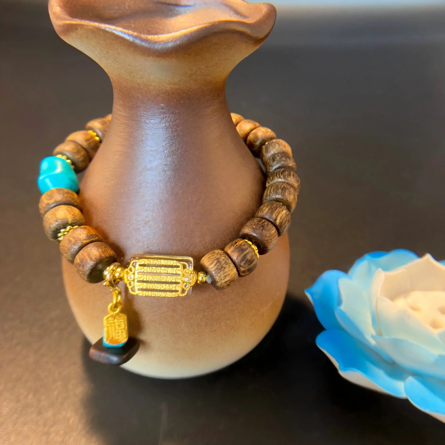 Five Sacred Scriptures Agarwood Bracelet – Spiritual Healing Wood Beads for Peace, Balance & Enlightened Energy