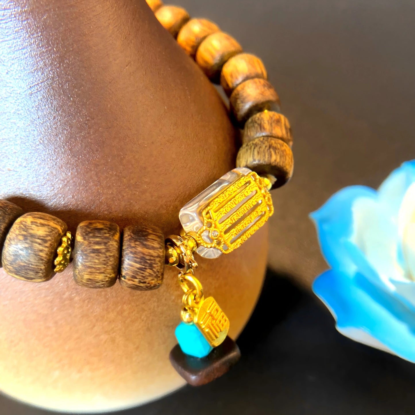 Five Sacred Scriptures Agarwood Bracelet – Spiritual Healing Wood Beads for Peace, Balance & Enlightened Energy