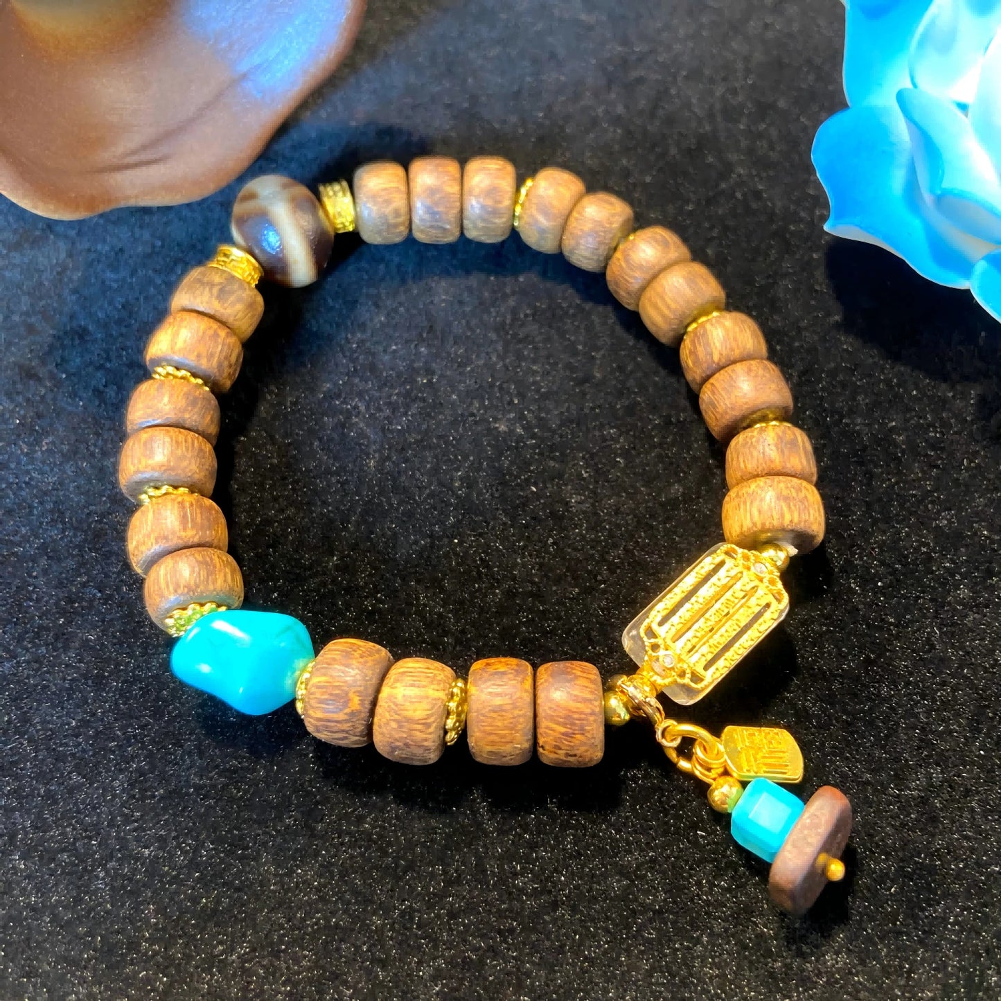 Five Sacred Scriptures Agarwood Bracelet – Spiritual Healing Wood Beads for Peace, Balance & Enlightened Energy