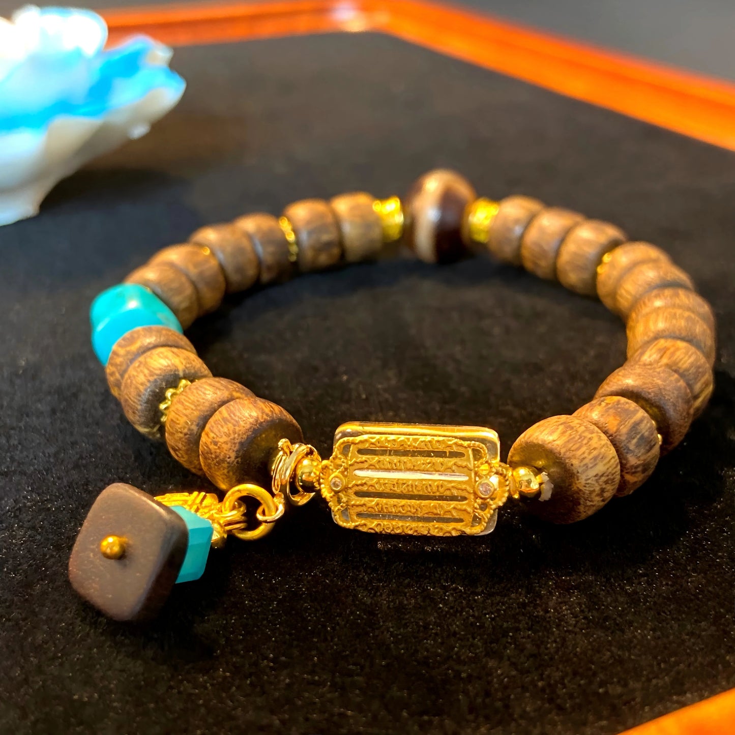 Five Sacred Scriptures Agarwood Bracelet – Spiritual Healing Wood Beads for Peace, Balance & Enlightened Energy