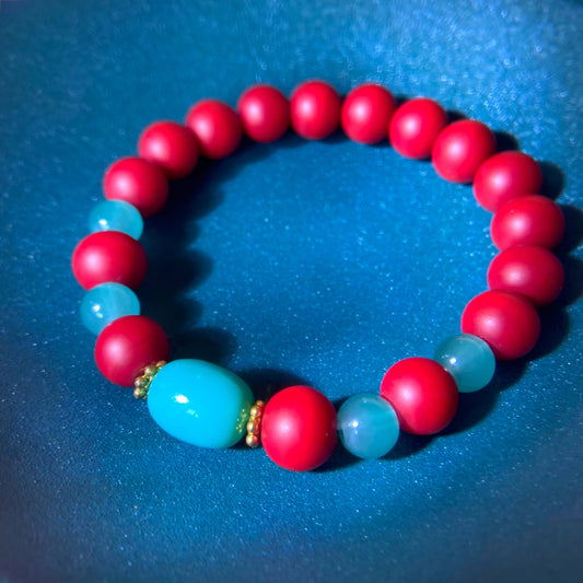 Tibetan Blood Dzi Bead Bracelet – Ancient Himalayan Talisman for Luck, Energy & Divine Protection