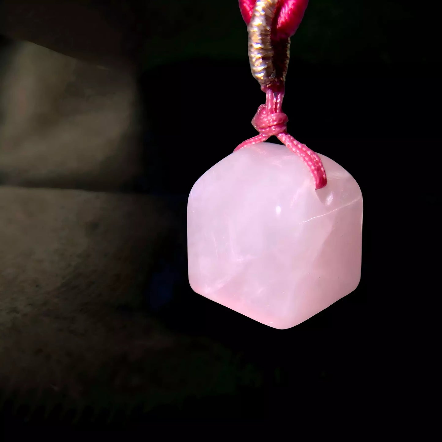 Custom Name Pink Chalcedony Amulet – Relationship Crystal Necklace for Romance, Affection & Emotional Healing”