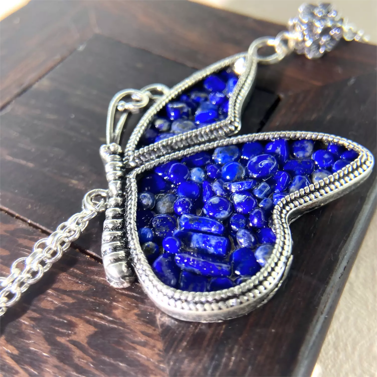 Butterfly Lapis Lazuli Pendant Necklace – Transformation, Inner Wisdom & Spiritual Protection Jewelry