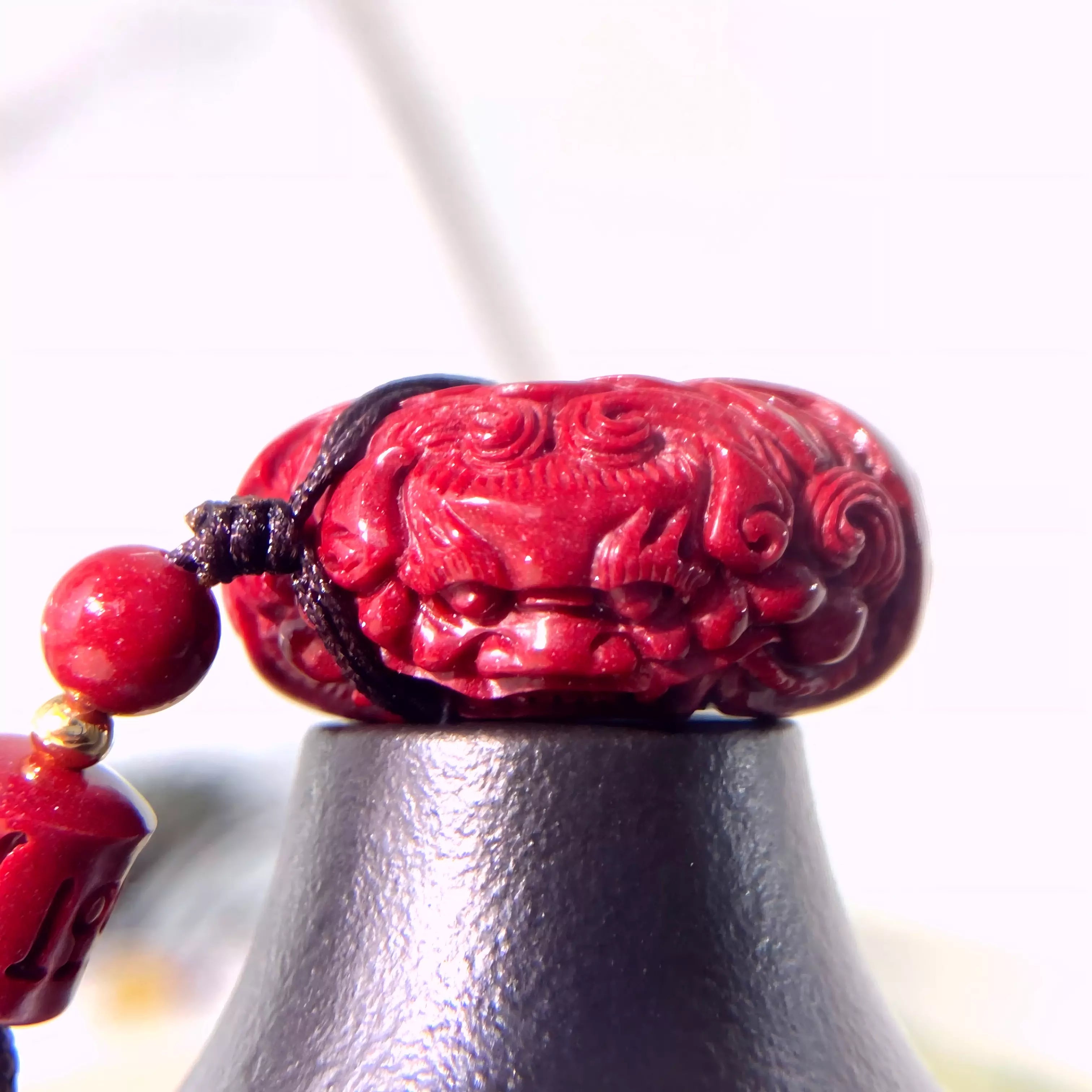 Red Cinnabar Pendant Necklace - Protection