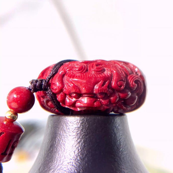 Red Cinnabar Pendant Necklace - Protection