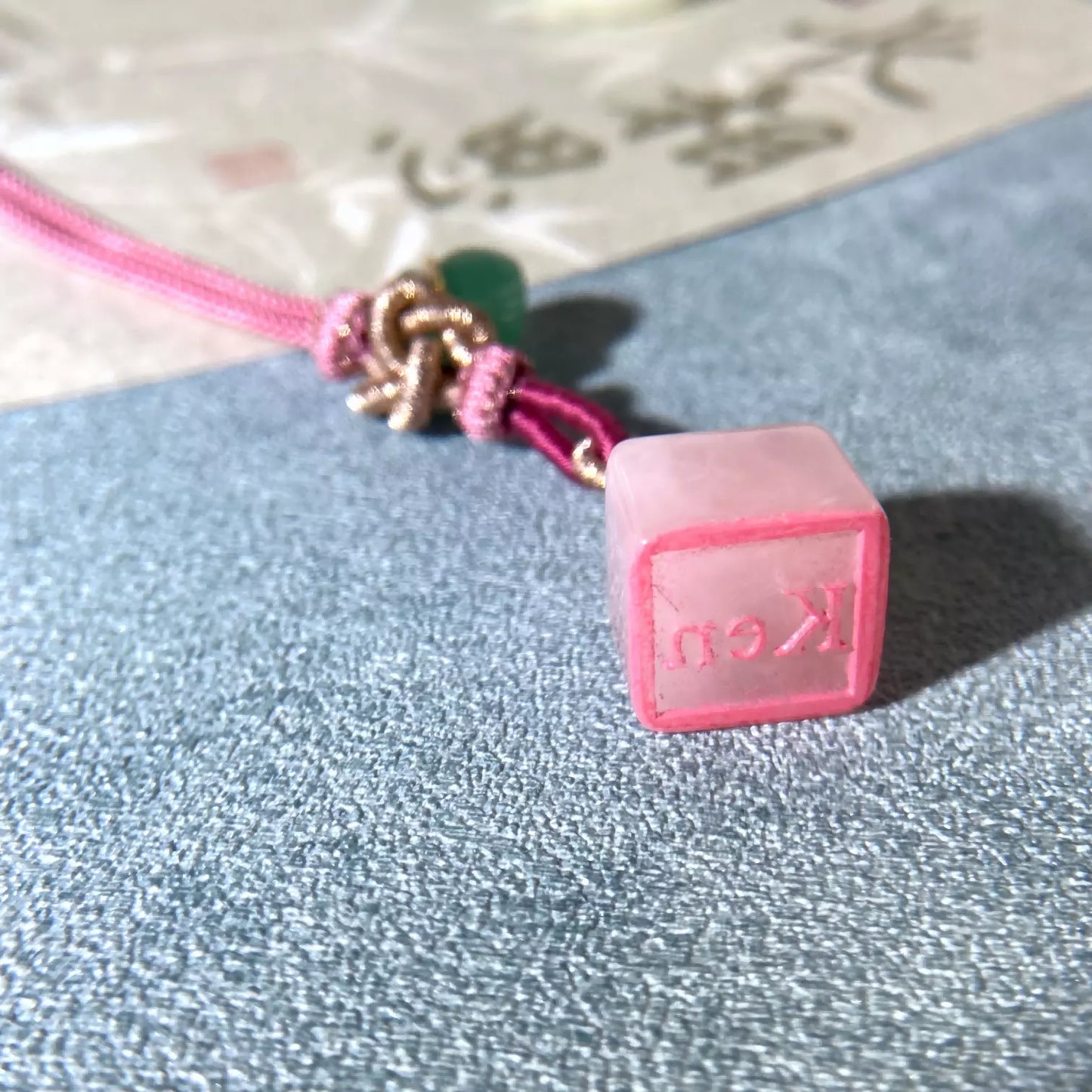Custom Name Pink Chalcedony Amulet – Relationship Crystal Necklace for Romance, Affection & Emotional Healing”