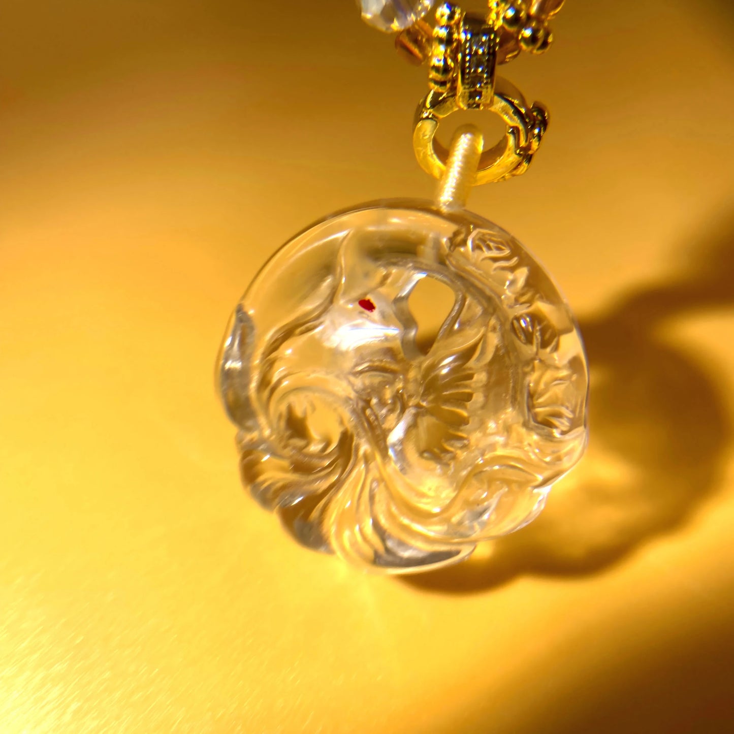 Hand Carved Nine-Tailed Fox White Crystal Amulet Pendant - Crystal Healing, Love Attraction and Spiritual Protection Jewelry"