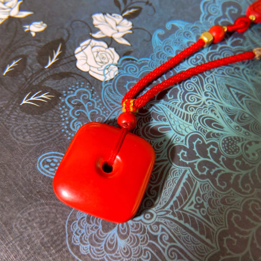 Imperial Cinnabar Peace Amulet Pendant – Spiritual Protection, Luck & Energy Purification Talisman