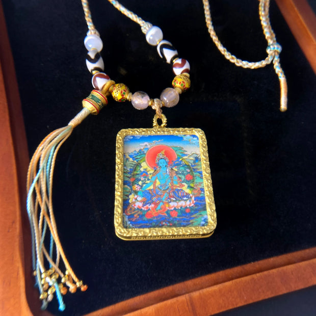 Green Tara Thangka Necklace - Healing
